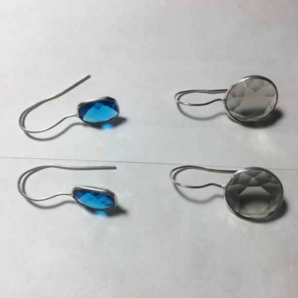 SOLD-bundle two pair topaz and silver earrings-grey/yellow and blue - Picture 2 of 5